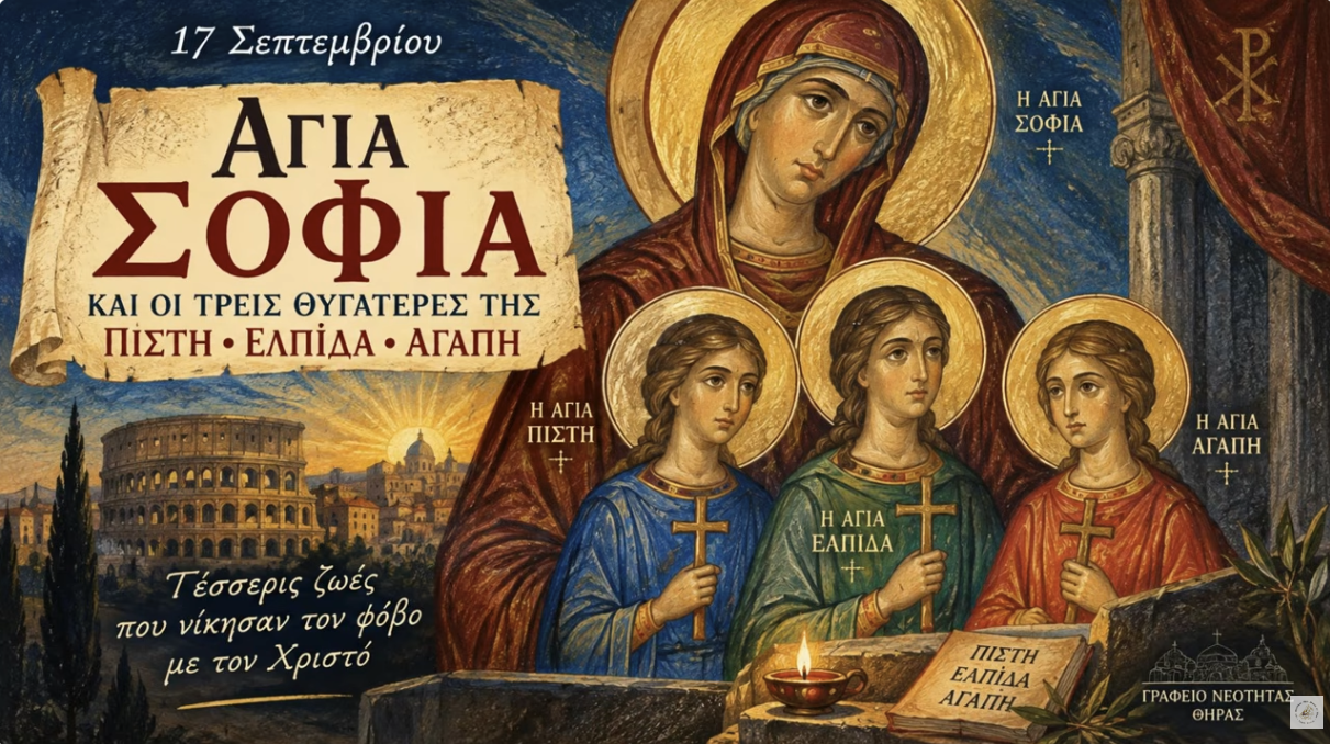 Οι Αγία Σοφία και οι θυγατέρες της Ελπίδα, Πίστη και Αγάπη (17 Σεπτεμβρίου)